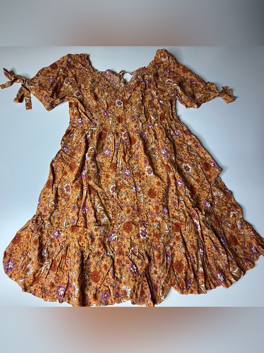 Mustard Floral Tiered Sundress - 903-905